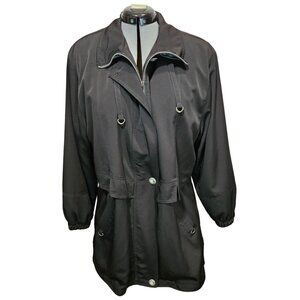 Vintage Mulberry Street SIZE M Women's Adjustable Trench Coat Jacket in Black